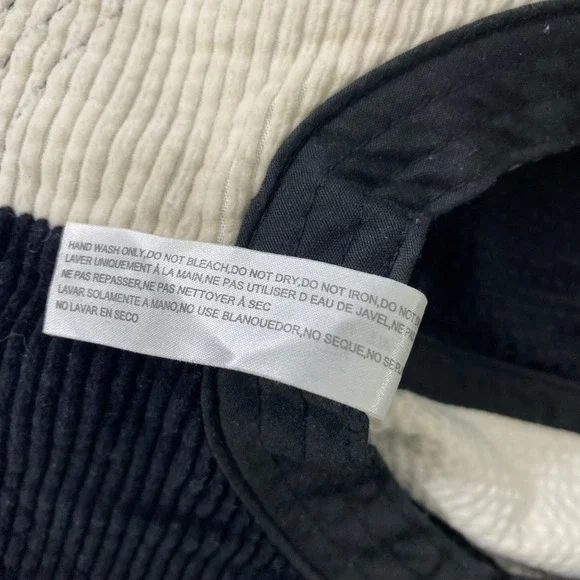 BDG Urban Outfitters Corduroy Patchwork Bucket Hat Black Cream Distressed - Picture 10 of 11
